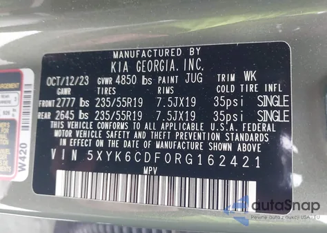 2024 Kia Sportage X-Line из США, поврежденный, VIN 5XYK6CDF0RG162421